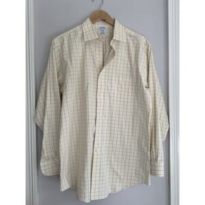 Brooks Brothers Men's Regent Non-Iron Yellow Plaid Button Up Shirt Size‎ 16 - 33